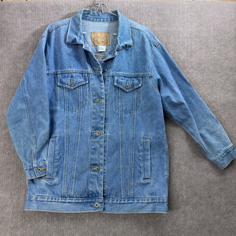 Vintage Alaska Woods Denim Jacket Women S Button Front Jean Coat Oversized